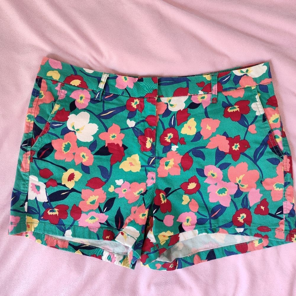 Elle Chino Shorts Womens 6 Bright Colorful Floral Print